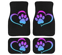 Heart Paw Print Car Floor Mats Set Womens Girls Cute Auto Interior Accessories,Full Set of 4 Pcs Heavy-Duty Vehicle FloorRugs,Front Rear Carpet