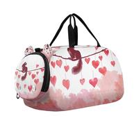 Heart Peach Squirrel Small Gym Bag with Shoes Compartment Lightweight Overnight Weekender Carry On Travel Bag for Travel, Swimming, Dance, Ballet