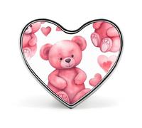 Heart Peach Style Bear Brooch Classic Mini Pin 1 Inch Aluminum Alloy Lapel Pin Personalized Button Badge for Backpack Hat Suit Jacket Clothing Decoration