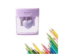 Heart Pencil Sharpener, Pencil Sharpener Handheld with Container, Mini Manual Portable Pencil for Home Office Drawing Makeup Travel Lessons (Purple)
