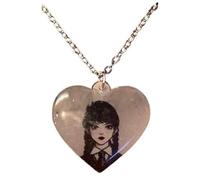 Heart Pendant Compatible with Wednesday Addams Colours Black and White Stainless Steel Chain Magic Fantasy Hallowen Nevermore Hand Gadget Accessories Gift Idea for Men and Women Girls