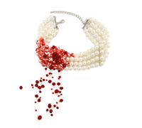 Heart Pendant Necklace for Women Charm Necklace Gothic Bloody Pearl Necklace Jewelry Multilayer Red Blood Tassel Chains Dripping Pearls Creative Accessories A Necklaces for Women Womens Long Necklaces