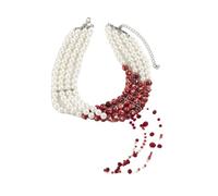 Heart Pendant Necklace for Women Charm Necklace Gothic Bloody Pearl Necklace Jewelry Multilayer Red Blood Tassel Chains Dripping Pearls Creative Accessories A Necklaces for Women Womens Long Necklaces