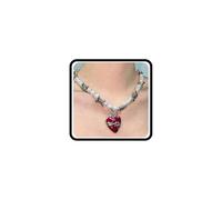 Heart Pendant Pearl Bead Thorn Necklace for Women,Charming Y2K Pearl Collarbone Chain，Statement Heart Pendant Twist With Thorns，Party Jewelry Gifts, L, Metal, No Gemstone