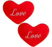 Heart Pillow 2Pcs 8in Plush Heart Shaped Pillow Cotton Stuffed Throw with "Love" Word Romantic Cute Throw Pillows Valentines Day Decorations, Gifts, Red, Home Decor