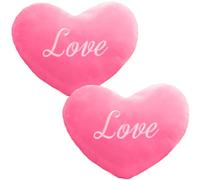 Heart Pillow 2Pcs 8in Plush Heart Shaped Pillow Cotton Stuffed Throw with "Love" Word Romantic Cute Throw Pillows Valentines Day Decorations, Gifts, Rose Red, Home Decor