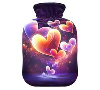 Heart Pink Purple Happy Valentine's Day. Water Bottle for hot Water with Soft Cover, 2L hot compresses for The Body for (Scenario), (Scenario), (Scenario)