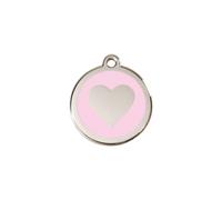 Red Dingo Heart Enamel Dog Tag Pink - Small