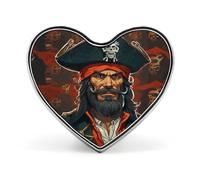 Heart Pirate Captain Brooch Classic Mini Pin 1 Inch Aluminum Alloy Lapel Pin Personalized Button Badge for Backpack Hat Suit Jacket Clothing Decoration