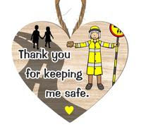 Heart Plaque - "Thank You for Keeping Me Safe" - Hanging Decoration with Twine String - Gift for Lollipop Men and Women, Crossing Guards, Safety Officers (Lady, Medium: 15 cm (H) × 13 cm (W))