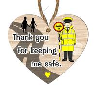 Heart Plaque - "Thank You for Keeping Me Safe" - Hanging Decoration with Twine String - Gift for Lollipop Men and Women, Crossing Guards, Safety Officers (Man, Medium: 15 cm (H) × 13 cm (W))