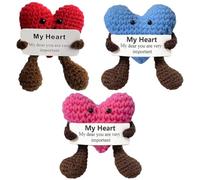 Heart Pocket Doll - Soft Handcrafted Knit, Kawaii Cute Toy, Portable Gift Accessory, Charm Decoration | Soft Handmade Hug Heart Doll for Kids Adults Valentine Present Day Gift Use