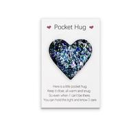 Heart Pocket Hug With Message - Positive Good Luck Long Distance Relationship Keepsake, Friendship Gift, Thinking of You Card - Birthday, Wedding, Anxiety, Bereavement (Navy)