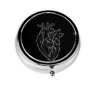 Heart Print Pill Box for Pocket Round Pill Box 3 Compartment Decorative Portable Travel Pill Holder Tablet Vitamin Organizer Mini Pill Case(2pcs)