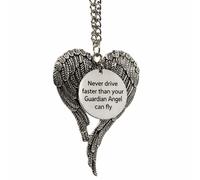 Heart Projects Guardian Angel Car Charm - “Never Drive Faster Than Your Guardian Angel Can Fly” - Rearview Mirror Ornament - New Driver Birthday or Christmas Gift