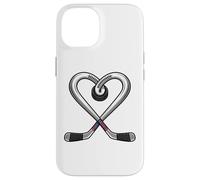 Heart Puck Love Crossed Sticks Ice Hockey Case for iPhone 14