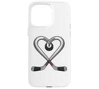 Heart Puck Love Crossed Sticks Ice Hockey Case for iPhone 15 Pro Max