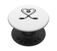 Heart Puck Love Crossed Sticks Ice Hockey PopSockets Adhesive PopGrip