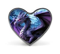 Heart Purple Dragon Purple Moon Printed Brooch Badge for Backpacks Or Lapels