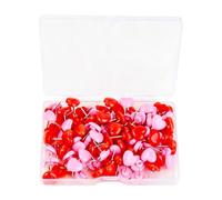 Heart Push Pins - 100 Piece Pink Corkboard Tacks, Reusable Decorative Pins