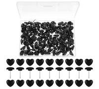 Heart Push Pins, Mabor 100 Pcs Decorative Push Pins for Cork Board Cute Thumb Tacks for Bulletin Board Photo Wall Picture Maps Posters Note Home Office Supplies, Black
