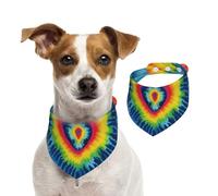 Heart Rainbow Tie-Dyed Dog Bandanas,Summer Bandanas for Dogs Washable Adjustable Dog Triangle Scarf Bibs Cute Pet Bibs for Medium Large Dogs Puppy and Cats Medium