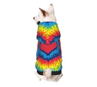 Heart Rainbow Tie-Dyed Print Dog Hoodie For Small Dogs, Warm, Soft, And Breathable Sweatshirt, Easy To Wear Jumper, Pet Winter Weather Coat Pullover