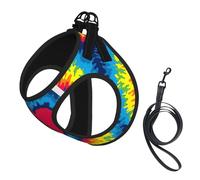 Heart Rainbow Tie-Dyed Printing Puppy Summer Vest Harness With Reflective,Dog Accessories For Small Medium Large Dogs And Cats