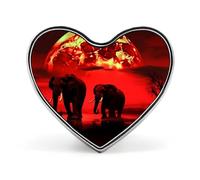 Heart Red Full Moon Elephants Brooch Classic Mini Pin 1 Inch Aluminum Alloy Lapel Pin Personalized Button Badge for Backpack Hat Suit Jacket Clothing Decoration