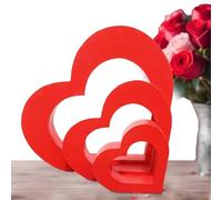 Heart Red Sculpture Ornament, Wooden Valentine's Day Decor, Romantic Love Heart Ornament, Freestanding Wood Decoration for Bedroom Dining Area Living Room Kitchen