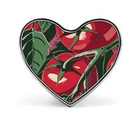 Heart Red Tomatoes Pattern Brooch Classic Mini Pin 1 Inch Aluminum Alloy Lapel Pin Personalized Button Badge for Backpack Hat Suit Jacket Clothing Decoration