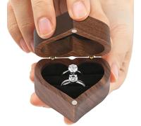 Heart Ring Box - Elegant Earring Holder, Walnut Construction, Exquisite Showcase, Safe Dust Protection | Organize Necklaces, Bracelets,