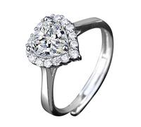 Heart Ring Earrings Necklace 3 Piece Set for Women Sparkling for Her 1CaratMoissanite Heart Pendent for Girls Anniversary Mother's Day Valentines Jewelry Set (A, One Size)