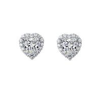 Heart Ring Earrings Necklace 3 Piece Set for Women Sparkling for Her 1CaratMoissanite Heart Pendent for Girls Anniversary Mother's Day Valentines Jewelry Set for Women Formal (C, One Size)
