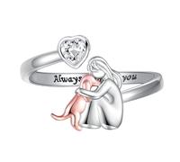 Heart Rings Featuring Girl and Dog Designs Electroplated for Long Time Use for Pet Lovers Girl and Dog Love Rings