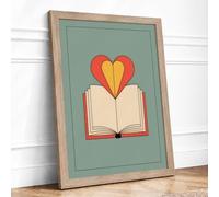 Heart Rising Modern Framed Wall Art Print A1 (84.1×59.4cm) Oak, Wall Decor for Living Room, Bedroom, Office & Home, Ready to Hang, Art Gift
