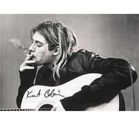 Heart Rock Original Kurt Cobain B.&W Guitar Flag, Fabric, Multicolor, 110x75x0 cm