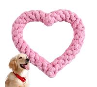 Heart Rope Dog Toy - Handmade Cotton Valentine & Tough Mouth Braid | Interactive Puppy Teething Biting Pulls for Small Medium Dogs, Cleaning Dentures & Bringing