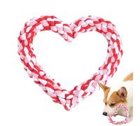 Heart Rope Dog Toy - Handmade Cotton Valentine & Tough Mouth Braid | Interactive Puppy Teething Biting Pulls for Small Medium Dogs, Cleaning Dentures & Bringing