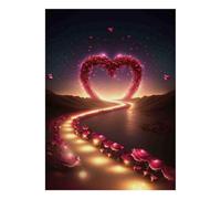 Heart Rose Path 1000pcs Mini Puzzle For Adults Challenging | 70x50cm Cardboard Living Room Decor Durable Structure Friend Gift Stress Relief