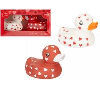 PMS Pack of 2 Heart Rubber Ducks Red and White - Valentine Love Rubber Duck Bath Toys 8cm - Cute Romantic Novelty Ducks for Valentines Day Birthday Gift Party Decoration