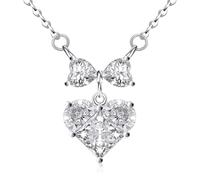 Heart s for Women Sterling Silver Pendant Zircon Jewelry-Color A, 15"+2", Silver, Cubic Zirconia