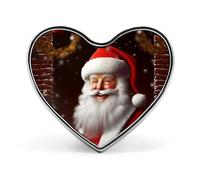 Heart Santa Christmas Zoom Brooch Classic Mini Pin 1 Inch Aluminum Alloy Lapel Pin Personalized Button Badge for Backpack Hat Suit Jacket Clothing Decoration