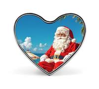Heart Santa Claus At Beach Brooch Classic Mini Pin 1 Inch Aluminum Alloy Lapel Pin Personalized Button Badge for Backpack Hat Suit Jacket Clothing Decoration
