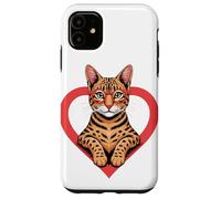 Heart Savannah Cat Glasses Case for iPhone 11