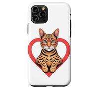 Heart Savannah Cat Glasses Case for iPhone 11 Pro