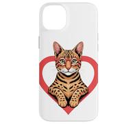 Heart Savannah Cat Glasses Case for iPhone 14 Plus