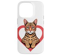 Heart Savannah Cat Glasses Case for iPhone 14 Pro