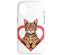 Heart Savannah Cat Glasses Case for iPhone 16