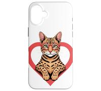 Heart Savannah Cat Glasses Case for iPhone 16 Plus